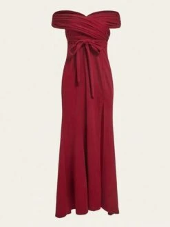 SHEIN Belle Off Shoulder Ruched Side Split Thigh Dress