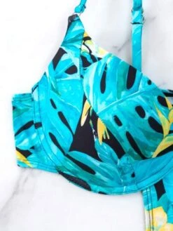 Tropical Print Cut Out Tie Side One Piece Swimsuit -Curated Swimwear 1682592250a4afe437010941c2b19fa4f5084657f7 thumbnail 405x552