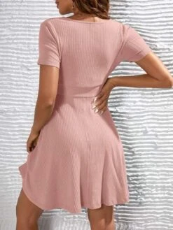 SHEIN Maternity Solid Ribbed Knit Surplice Neck Dress