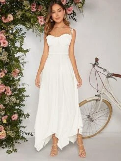 SHEIN WYWH Tie Shoulder Frill Trim Asymmetrical Hem Cami Dress -Curated Swimwear 16826775679fa7c1a7162ae3d6990244585bbda44d thumbnail 405x552