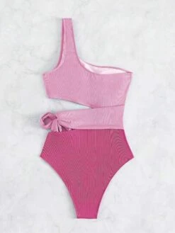 Two Tone Cut Out Knot Side One Shoulder One Piece Swimsuit -Curated Swimwear 1682990467a654467506048cf8e8d99fb34b8460a9 thumbnail 405x552