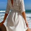 Solid Tie Back Flounce Sleeve A-line Dress -Curated Swimwear 16829915998c803ed7c7f9c3f5cb67238beee8a376 thumbnail 405x552