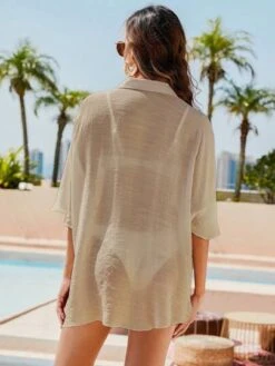 Plain Button Front Kimono