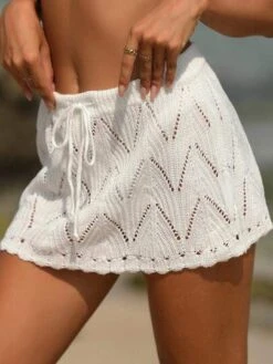 Hollow Out Scallop Trim Cover Up Skirt