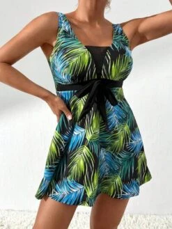 SHEIN Tropical Print Knot Front One Piece Swimsuit -Curated Swimwear 1683167624756e4423d3f1a952572e752b08f87f90 thumbnail 405x552