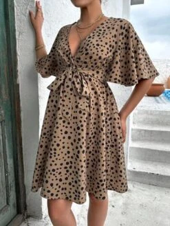 SHEIN Maternity Allover Print Butterfly Sleeve Belted Dress -Curated Swimwear 168318213013427e0cdf6af060c22511c9f3d05747 thumbnail 405x552