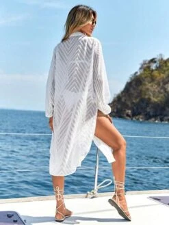 SHEIN Sheer Drop Shoulder Open Front Kimono