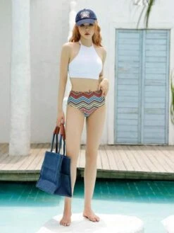 Chevron High Waisted Bikini Swimsuit -Curated Swimwear 1683186816a452f45af0f4355d784887abb80d30c4 thumbnail 405x552