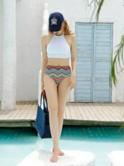 Chevron High Waisted Bikini Swimsuit -Curated Swimwear 168318682320962bec42bfe98864501fd171ac2c7a thumbnail 405x552