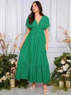 SHEIN Maternity Drawstring Batwing Sleeve Ruffle Hem Dress -Curated Swimwear 16831902705d8e25e619253dee94f02096e0d4e930 thumbnail 405x552