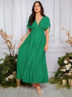 SHEIN Maternity Drawstring Batwing Sleeve Ruffle Hem Dress -Curated Swimwear 1683190273533244fc35accadd43c991705bee19b8 thumbnail 405x552