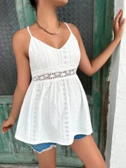 SHEIN Maternity Eyelet Embroidery Cami Top -Curated Swimwear 1683201125dabe950eb8682af0ddb0b9be4ee86659 thumbnail 405x552