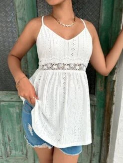 SHEIN Maternity Eyelet Embroidery Cami Top -Curated Swimwear 1683201128aee0912d942847350078530f271dce2f thumbnail 405x552