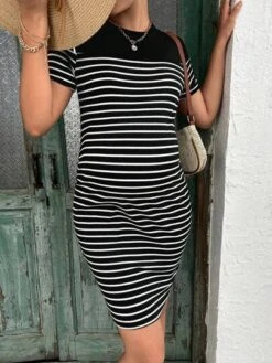 SHEIN Maternity Striped Print Bodycon Dress -Curated Swimwear 16832012049e35db927da829c67bccc5c82899abcf thumbnail 405x552