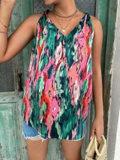 SHEIN Maternity Tie Dye Knot Shoulder Blouse -Curated Swimwear 16832015033f7992103d3485e6d65a90002e87ea2d thumbnail 405x552