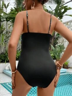 SHEIN Maternity Tropical Print Knot Front One Piece Swimsuit