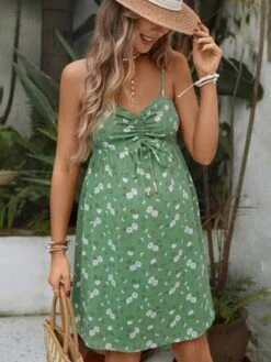 SHEIN Maternity Ditsy Floral Print Drawstring Front Cami Dress -Curated Swimwear 16832020292ecdde548023dd9738aeef002af0cf45 thumbnail 405x552