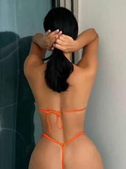 Plain Halter Triangle Bikini Swimsuit