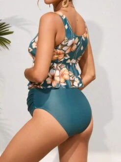 SHEIN Maternity Floral Print Ruffle Hem Bikini Swimsuit