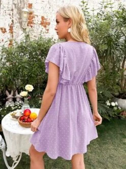 SHEIN Maternity Swiss Dot Butterfly Sleeve Dress