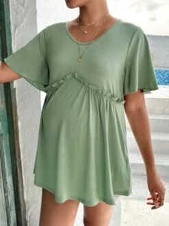 SHEIN Maternity Frill Trim Butterfly Sleeve Frill Trim Tee -Curated Swimwear 1683268692b326c6dcbc1e5a2b9b3a740219af2b24 thumbnail 405x552