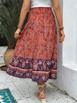 SHEIN Maternity Floral Print Ruffle Hem Skirt