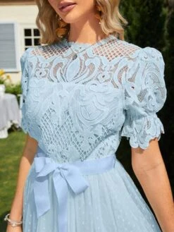 Guipure Lace Insert Belted Ruffle Hem Mesh Dress -Curated Swimwear 16832806541d9abd802ca7f28c3f1ab12c76eb9e58 thumbnail 405x552