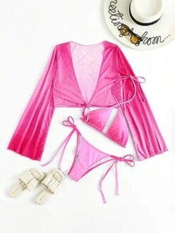 Tie Front Halter Bikini Swimsuit With Cover Up -Curated Swimwear 16835091479dc80bb2a76c346718db9b28b491c6cf thumbnail 405x552