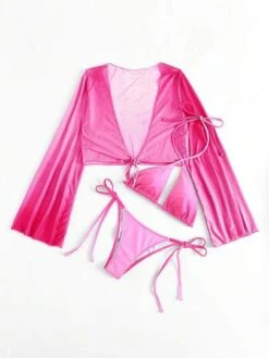 Tie Front Halter Bikini Swimsuit With Cover Up -Curated Swimwear 1683509150877202243876c7fd51e116644f31d0df thumbnail 405x552