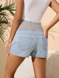 SHEIN Maternity Wideband Waist Denim Shorts -Curated Swimwear 16835099414c9938b288a9efe9b005dabd6dffd6e0 thumbnail 405x552
