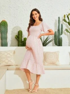 Maternity Ditsy Floral Print Ruffle Hem Dress -Curated Swimwear 1683511931cb5f9aeb58275774f2e6527827631835 thumbnail 405x552