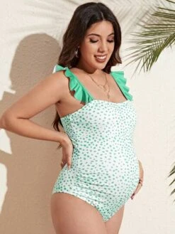 SHEIN Maternity Dalmatian Print Ruffle Trim One Piece Swimsuit -Curated Swimwear 168351428174cb7c4a68a18ae8bc72b1df6094fa0b thumbnail 405x552