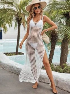 SHEIN VCAY Hollow Out Split Thigh Cover Up Dress Without Bikini -Curated Swimwear 16835380111fb46bc17e2abdc4b52325a1c8d95e82 thumbnail 405x552