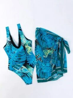 Tropical Print One Piece Swimsuit With Cover Up -Curated Swimwear 1683612446d07f2b3d447c6dbb397f66fe189d2252 thumbnail 405x552