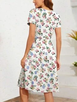 Maternity Allover Floral Print Nursing Dress