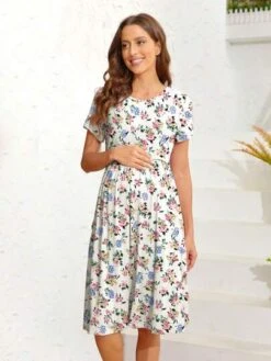 Maternity Allover Floral Print Nursing Dress -Curated Swimwear 1683614631ea1b14fe80f9ba0f909fc68a5fe7d786 thumbnail 405x552