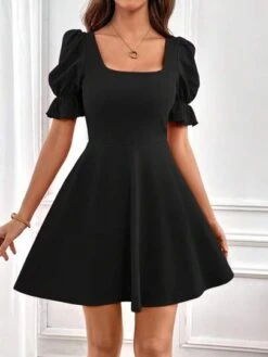 SHEIN Privé Square Neck Puff Sleeve Dress -Curated Swimwear 1683690052ad324e83bb03f31762b1f6f0992a169b thumbnail 405x552