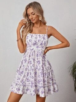 SHEIN Frenchy Ditsy Floral Print Ruffle Hem Cami Dress -Curated Swimwear 1683690460b2b300a827988fdb6522644d97de33f3 thumbnail 405x552