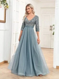 Contrast Sequin Mesh Hem Party Dress -Curated Swimwear 16836959152b3b9695b701f7c93e65234089f51eba thumbnail 405x552