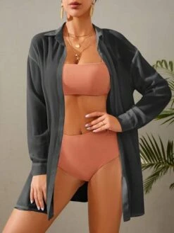 SHEIN Maternity Button Front Drop Shoulder Kimono -Curated Swimwear 168369608458d16d0882ba11e9623c309df9bab506 thumbnail 405x552