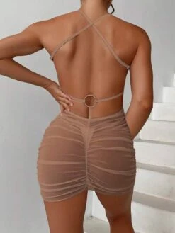 Solid Halter Cover Up Dress