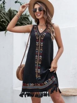 SHEIN VCAY Geo Print Tassel Hem Tank Dress -Curated Swimwear 1683771125a875c0dda1f1270fbf5a16e545acd279 thumbnail 405x552