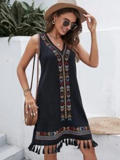 SHEIN VCAY Geo Print Tassel Hem Tank Dress -Curated Swimwear 1683771130336797aef4ac1f2c4a9cfff30dbe7b34 thumbnail 405x552