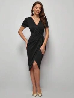 SHEIN Clasi Solid Wrap Hem Dress -Curated Swimwear 1683771255359fdd70afb52f7e369e7b256d0648e8 thumbnail 405x552