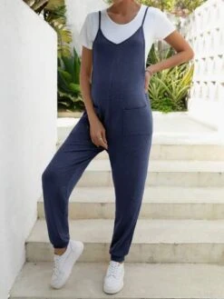 SHEIN Maternity Solid Pocket Patched Pinafore Jumpsuit Without Tee -Curated Swimwear 16837777013f3f732b4f572df728a947f8d2a541b4 thumbnail 405x552