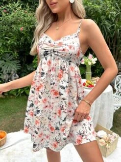 SHEIN Maternity 1pc Nursing Floral Print Ruched Detail Cami Dress -Curated Swimwear 1683794027bc27657eb66c606e43bef594a80f5162 thumbnail 405x552