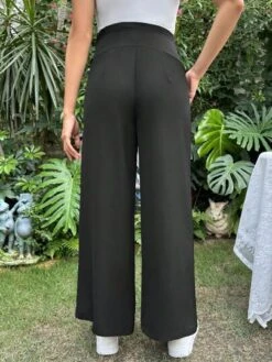 SHEIN Maternity Adjustable Waist Split Hem Wide Leg Pants