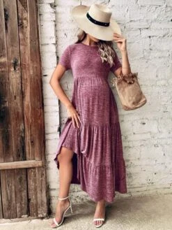 SHEIN Maternity Marled Knit Ruffle Hem Dress -Curated Swimwear 1683868885f2a9af4118fdbe3365b9c6685cbc3574 thumbnail 405x552