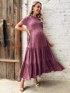 SHEIN Maternity Marled Knit Ruffle Hem Dress -Curated Swimwear 16838688922ae960eda7af1a2ddcdafe3828fc2ec3 thumbnail 405x552