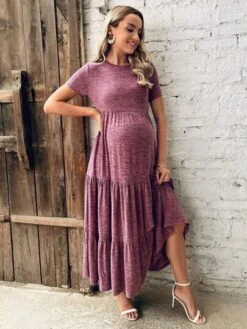 SHEIN Maternity Marled Knit Ruffle Hem Dress -Curated Swimwear 1683868898337da2a93ccd9b99927139fcae696807 thumbnail 405x552